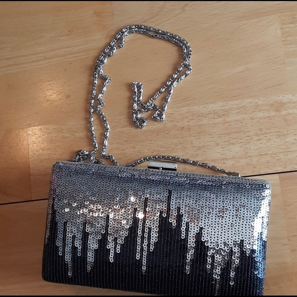 Kate Landry Handbags - “Kate Landry” Black & Silver Evening Clutch